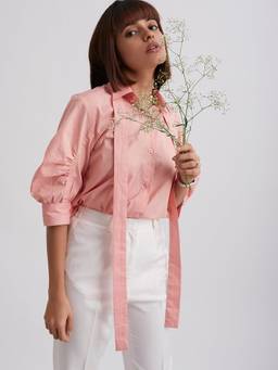 Gatsby Collection - Pink In Bloom Gathered Sleeve Top