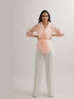 Gatsby Collection - Peachy Dreamy Organza Thrown Jacket