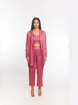 Gatsby Collection - Pink Geo Zoe Top with Pant and Shirt