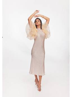 Gatsby Collection - Beige Eveyln Plisse Dress