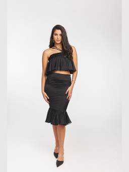 Gatsby Collection - Black Delphine Ruffled Top and Skirt