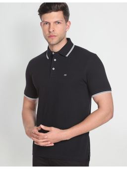 Arrow - Sports Striped Collar Solid Polo Shirt