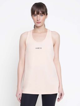 Guess - Women Peach Solid Round Neck Tank