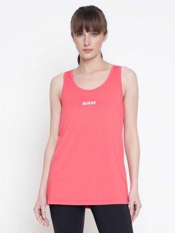 Guess - Women Coral Solid Round Neck Tank