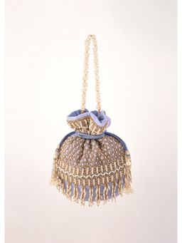 KALKI FASHION - Lavender Potli in Velvet Heavily Embroidered with Beads and Moti Work