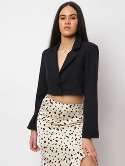 Missguided - Black Padded Shoulder Cropped Jacket