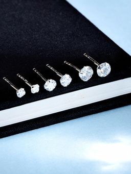 Accessorize London - Sterling Silver 3X Plain Crystal Stud Set