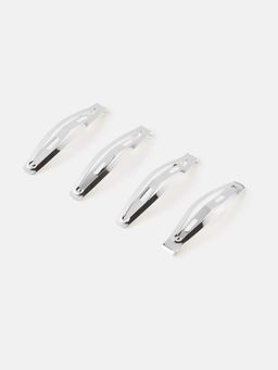 Accessorize London - Women's Silver set of 4 Snap Hair Clips