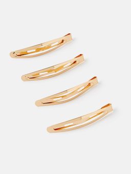 Accessorize London - Women's Gold set of 4 Snap hair Clips