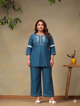 Bani Women - Women Teal Blended Fabric Tunic with Pant
