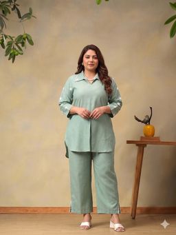 Bani Women - Women Green Blended Fabric Tunic with Pant