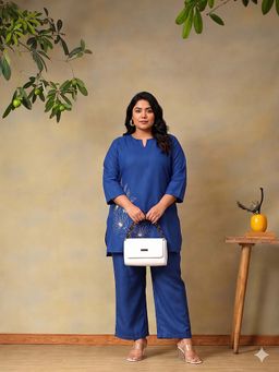 Bani Women - Women Blue Blended Fabric Tunic with Pant