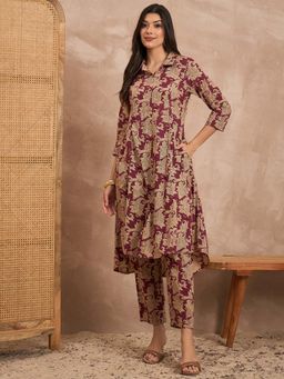CHETI - Women Maroon Pure Cotton Top with Trouser