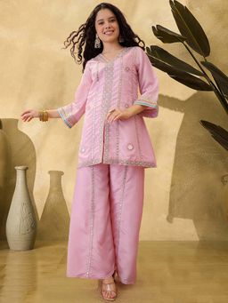 KVS FAB - Women Pink Silk Blend Kurta with Pant