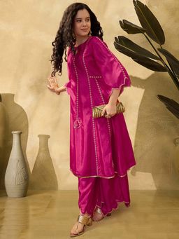 KVS FAB - Women Pink Silk Blend Kurta with Pant