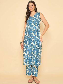 KVS FAB - Women Blue Rayon Kurta with Pant