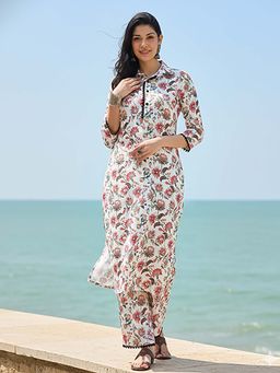 KVS FAB - Women White Rayon Kurta with Pant