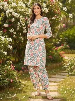 KVS FAB - Women Off White Rayon Kurta with Pant