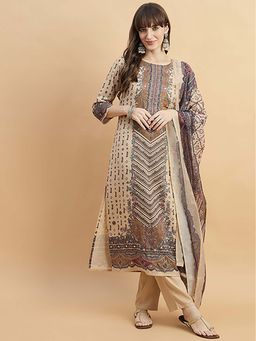 KVS FAB - Women Cream Rayon Kurta with Pant