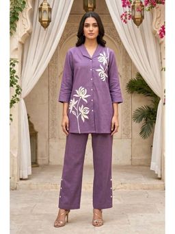 Autumnlane - Women Purple Cotton Kurta with Pant