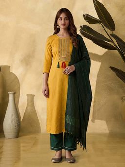KVS FAB - Women Yellow Cotton Kurta with Pant