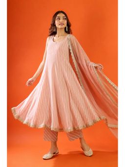 Rangpur - Women Red Chiffon Kurta with Pant and Dupatta