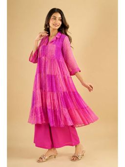 Rangpur - Women Pink Chiffon Kurta with Palazzo
