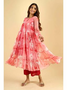 Rangpur - Women Pink Chiffon Kurta with Palazzo