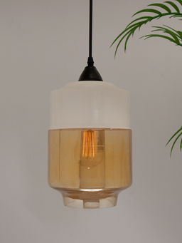 Homesake - Glass Pendant Light Black Loft Cylinder White