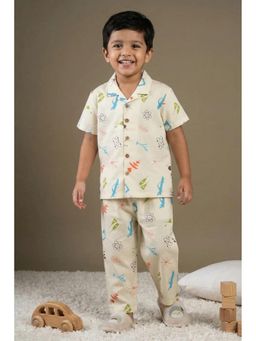 Lagorii - Off White Printed Shirt and Pyjama