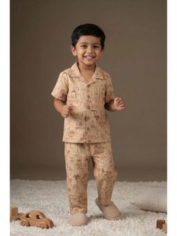 Lagorii - Brown Tropical Print Shirt and Pyjama