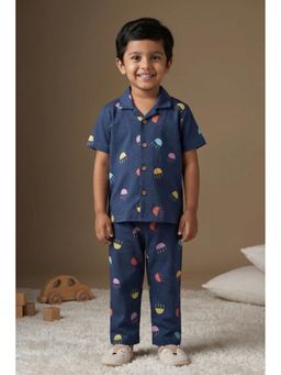 Lagorii - Navy Blue Jellyfish Print Shirt and Pyjama