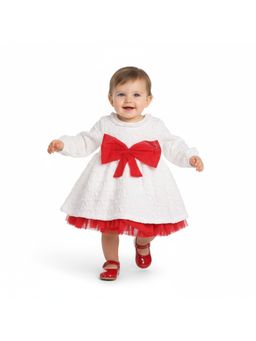 MINI KLUB - Full Sleeve Baby Girls Dress-Off White