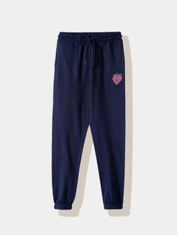 R&B - Navy Blue Girls Solid Regular Joggers