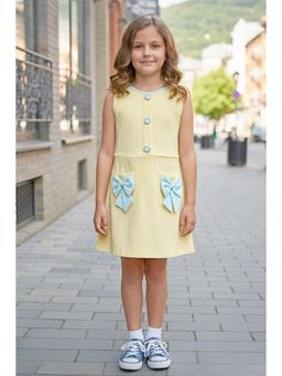 Lagorii - Yellow A-Line Dress with Bow Pocket Detail