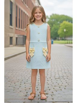 Lagorii - Blue A-Line Dress with Bow Pocket Detail