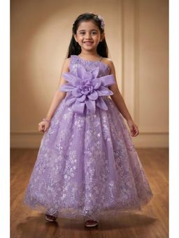 Lagorii - Lavender Floral Applique Party Wear Gown