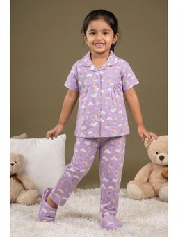 Lagorii - Lavender Unicorn And Cloud Print Shirt and Pyjama