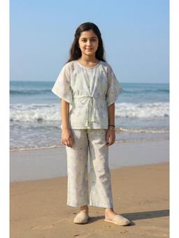 SAY - Green Round Neck Print Cotton Co-Ord Set