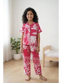 SAY - Red Floral Print Cotton Shirt and Pyjama