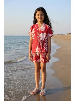 SAY - Pink V-Neck Floral Print Cotton Co-Ord Set