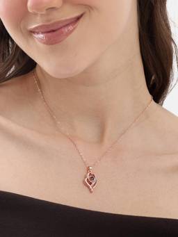 Carlton London - Rose Gold Plated Cz Studded Heart Pendant and Chain