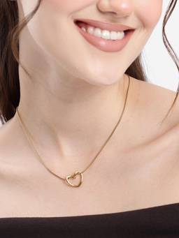 Carlton London - 18Kt Gold Plated Heart Loop Pendant And Chain Necklace