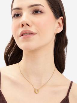 Carlton London - Gold Plated Horseshoe Good Luck Pendant Necklace