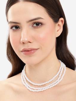 Carlton London - Gold Plated Classic Pearl Triple Strand Layered Necklace