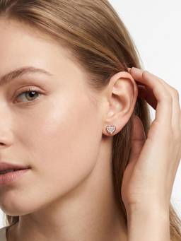 Carlton London - 925 Sterling Silver With 18Kt Rose Gold Plated Cz Petite Heart Stud Earring