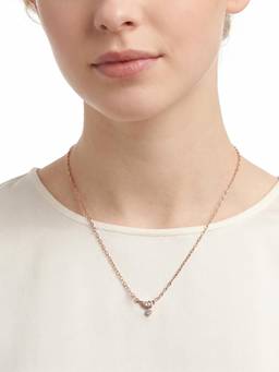 Carlton London - 925 Sterling Silver 18Kt Rose Gold Plated Dangling Solitaire Contemporary Necklace