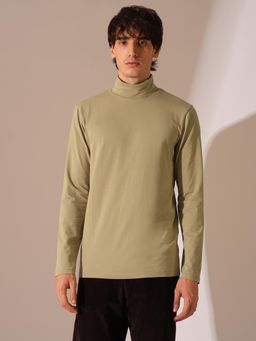Selected - Beige Organic Cotton High Neck Sweatshirt