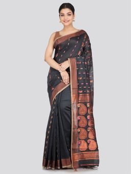 PinkLoom - Women's Cotton Silk Saree Grey with Unstitched Blouse