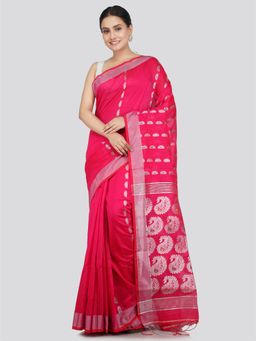 PinkLoom - Women's Cotton Silk Saree Pink with Unstitched Blouse